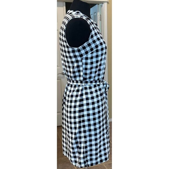 Women's Faded Glory Mini V-neck Dress Black & White Gingham Rayon Size S (4-6) - Picture 3 of 15